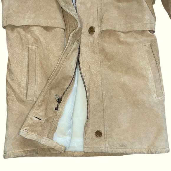 J. Percy for Marvin Richards Tan Leather Fur Lined Drawstring Hooded Coat - Picture 9 of 13